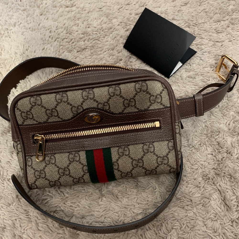 Authentic Gucci Ophidia GG Supreme sm belt bag 95.